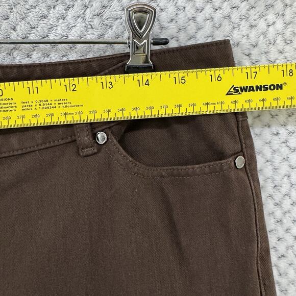 J McLaughlin Pants Women 12 Brown Mid Rise Slim Pockets Stretch Button Zip - Picture 7 of 15